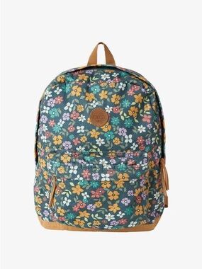 O’Neil Shoreline Floral Print Canvas Backpack in Teal with Mustard Accents. NWT.
